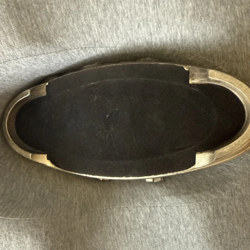 Vintage Godinger Oval Silver Plated Jewelry Box Keepsake Raised Rose Design